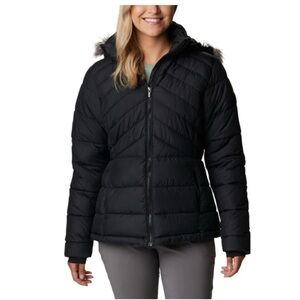Columbia Stepstone Pass Water Resistant Puffer Jacket Faux Fur Trim hood black M